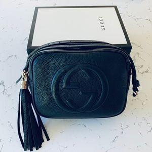 Gucci Small Soho Disco Bag in Black Leather